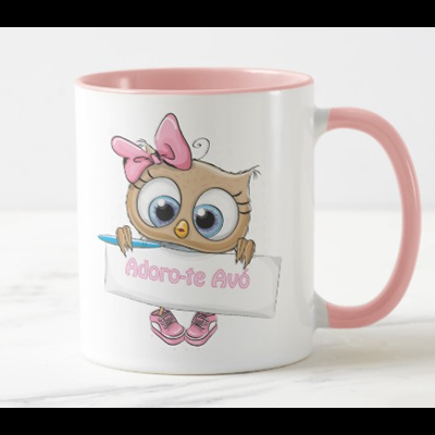 Caneca "Coruja Adoro-te Avó + Para a Melhor Avó do Mundo"