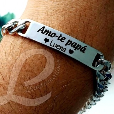 Pulseira  Aço Inoxidável "Amo-te Papá "