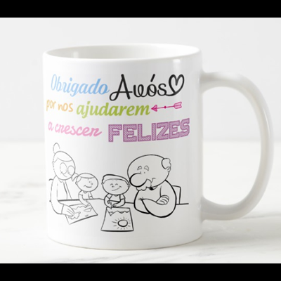 Caneca Personalizável "Obrigado Avós por nos ajudarem a crescer felizes"