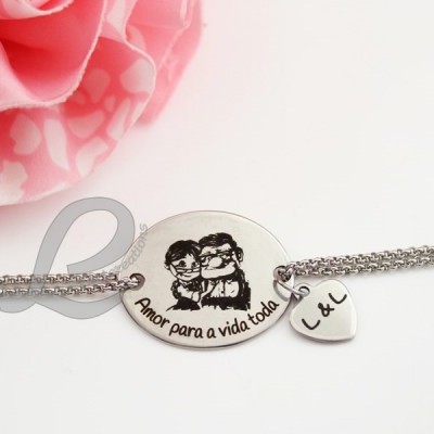 Pulseira em Aço "Amor para a vida toda"