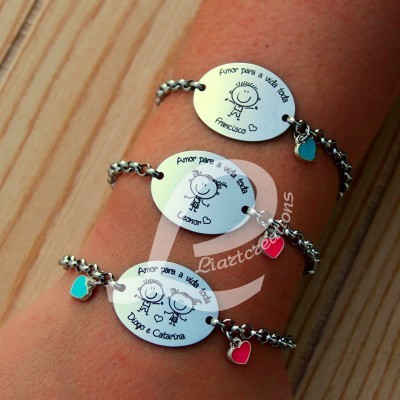 Pulseira Personalizada em Aço "Amor para a vida toda"