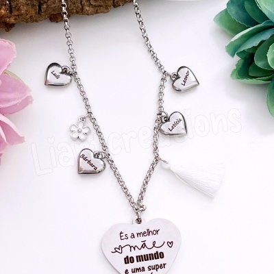 Fio em aço inoxidável "És a melhor mãe do mundo e uma super avó"