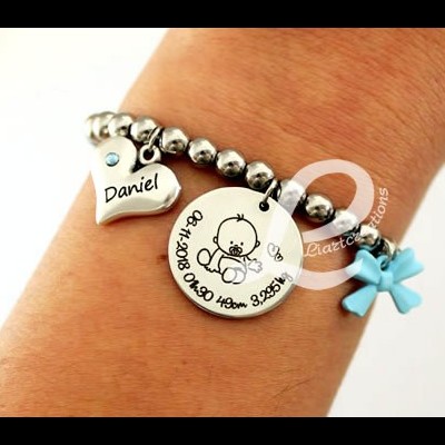 Pulseira Elástica em Aço "Dados de Nascimento"