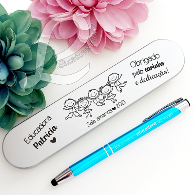 Conjunto Estojo + Caneta "Obrigado pelo carinho e dedicação!