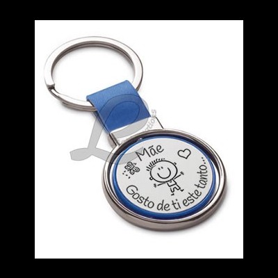 Porta-Chaves Redondo "Menino + Mãe, gosto de ti este tanto..." - Várias Cores Disponíveis