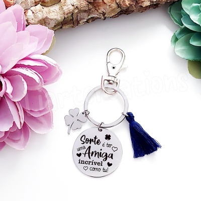 Porta-Chaves "Sorte é ter uma Amiga incrível como tu"