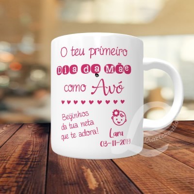 Caneca "O teu primeiro dia da Mãe como Avó"