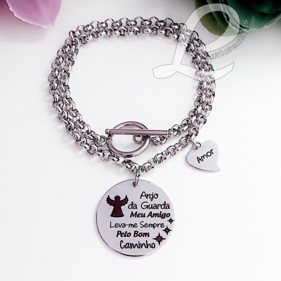 Pulseira 2 voltas em Corrente "Anjo da Guarda"