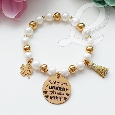 Pulseira "Plantei uma amiga, colhi uma irmã"