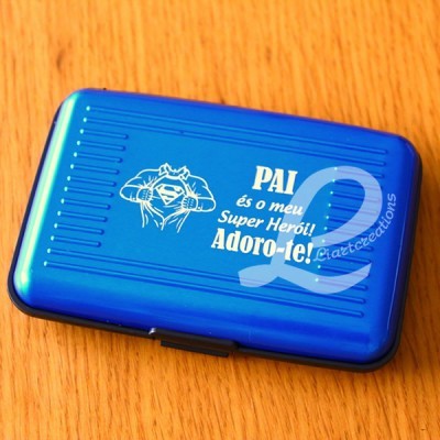 Porta-cartões "Pai és o meu super herói! Adoro-te!"