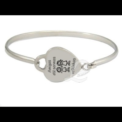 Pulseira com Coração Personalizado "Amigas até sermos velhinhas"