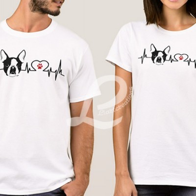 T-shirt Batimentos Cardiacos Boston Terrier