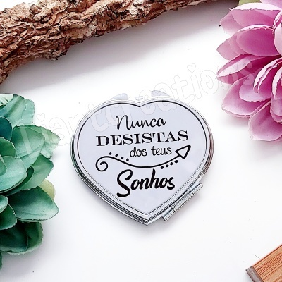 Espelho Duplo em Metal "Nunca desistas dos teus sonhos"