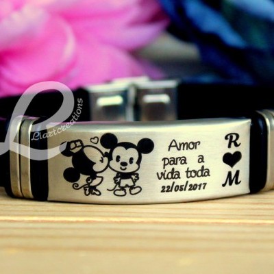 Pulseira  Amor para a vida toda + Iniciais + Data