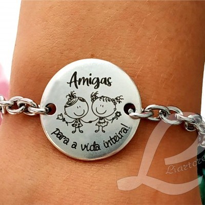 Pulseira em corrente "Amigas para a vida inteira"