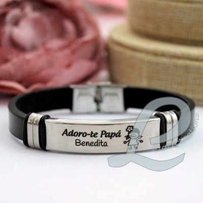 Pulseira Cabedal Sintético "Adoro-te Papá" Pulseira Cabedal Sintético "Adoro-te Papá"