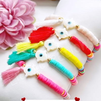 Pulseira elástica com mão hamsá