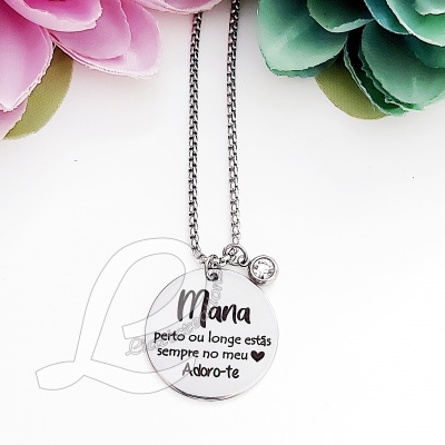 Fio em corrente "Mana, perto ou longe estás sempre no meu 🖤