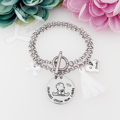 Pulseira 2 voltas em corrente personalizada com dados de nascimento Pulseira 2 voltas em corrente personalizada com dados de nascimento