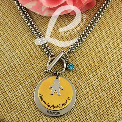 Colar corrente c/ medalha dupla personalizada "Adoro-te Avó"