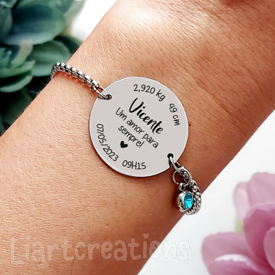 Pulseira Personalizada Com Dados de nascimento