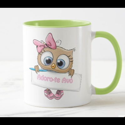 Caneca "Coruja Adoro-te Avó + Para a Melhor Avó do Mundo"