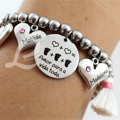 Pulseira Elástica em Aço "Amor para a vida toda"