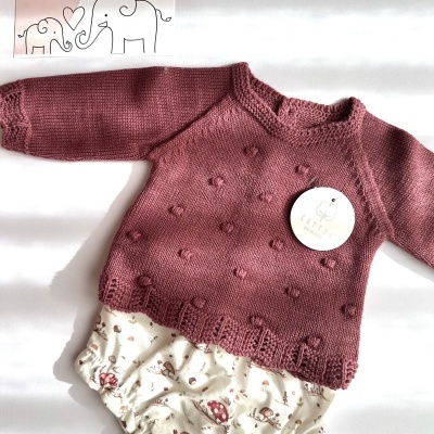 Conjunto de malha com camisola e tapa-fraldas Bordeaux