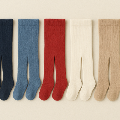 Collants lisas de algodão para bebé