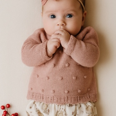 Conjunto de malha com camisola e tapa-fraldas Rosa