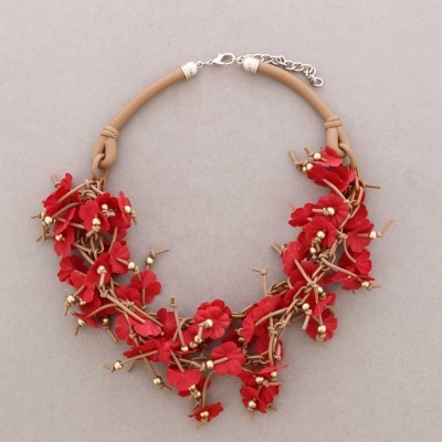 Colar Flores vermelho