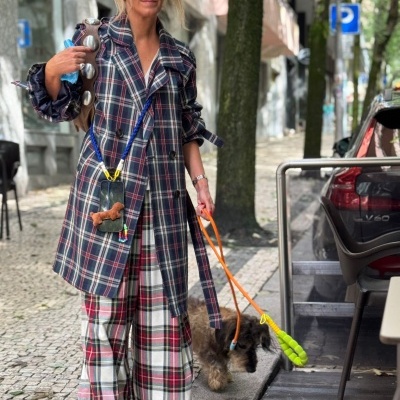 Gabardine Tartan Azul Marinho