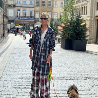 Gabardine Tartan Azul Marinho