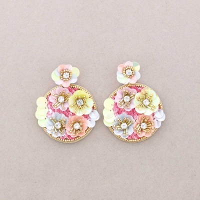 Brincos Flores lantejoulas Multicor