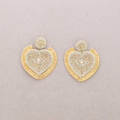Brincos Coração Olho Dourado