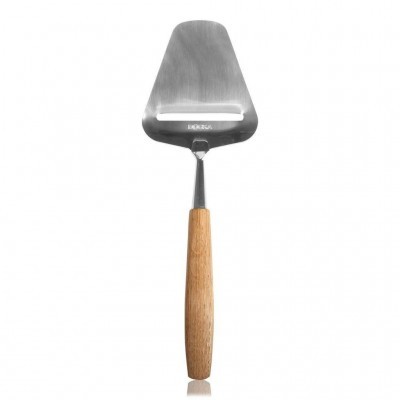 Espátula para queijo em aço inox e madeira com lâmina triangular