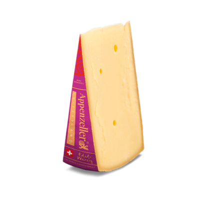 Queijo Appenzeller em embalagem triangular roxa