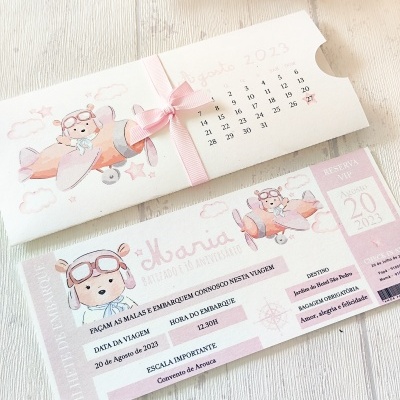 Convite&#x20;Passaporte&#x20;Ursinha&#x20;aviadora&#x20;&#x1F9F8;