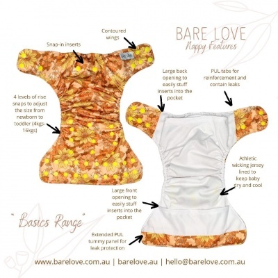 FRALDA REUTILIZÁVEL BASICS TAMANHO ÚNICO MOLAS - BARE LOVE