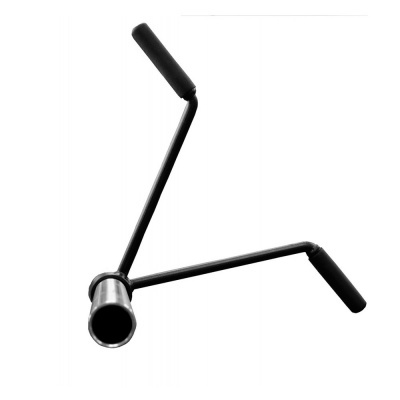 Roda metálica preta com punhos de borracha preta sobre fundo branco