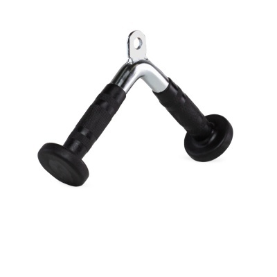 Punho para exercício em metal cromado e preto com revestimento antiderrapante