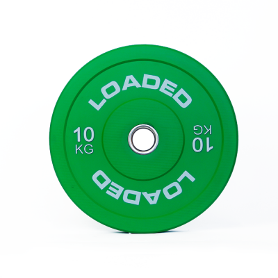 Disco de pesos verde 10 KG com texto LOADED