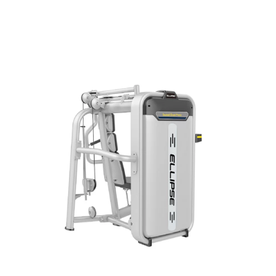 Máquina de exercício ELLIPSE Seated Chest Press, branco e cinza, com assento acolchoado