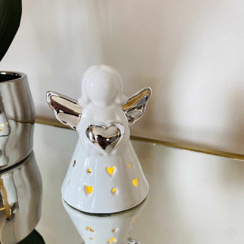 Anjo Decorativo em Porcelana c/ luz - C9xL7.5xA12CM