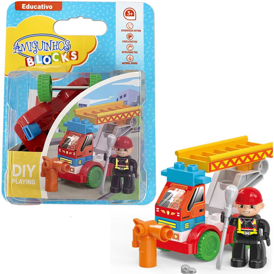 Brinquedo Educativo tipo Lego - Amiguinhos Bombeiro + de 3 Anos