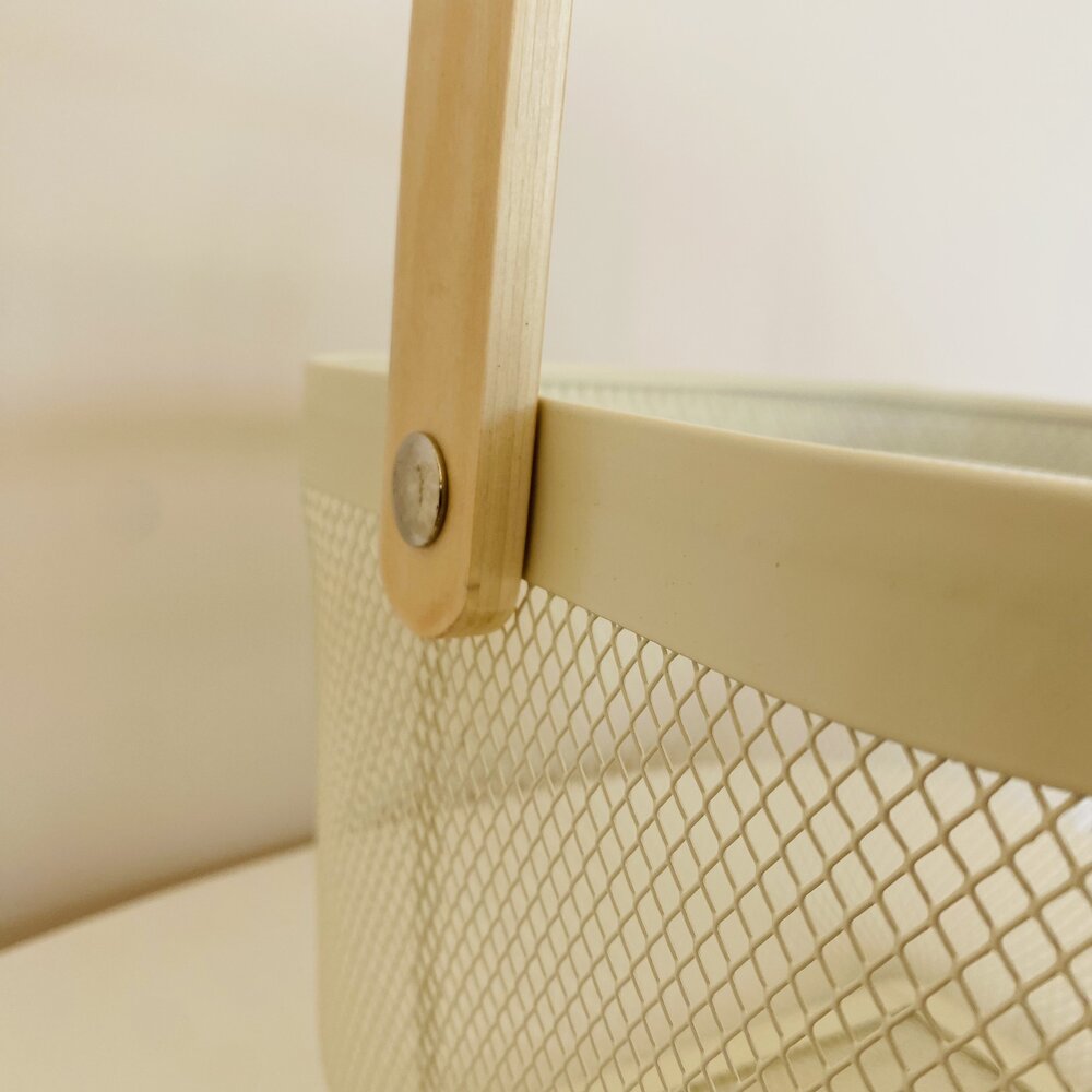 Cesto ou Fruteira de cozinha com Rede - Creme - C24xL24xA17CM