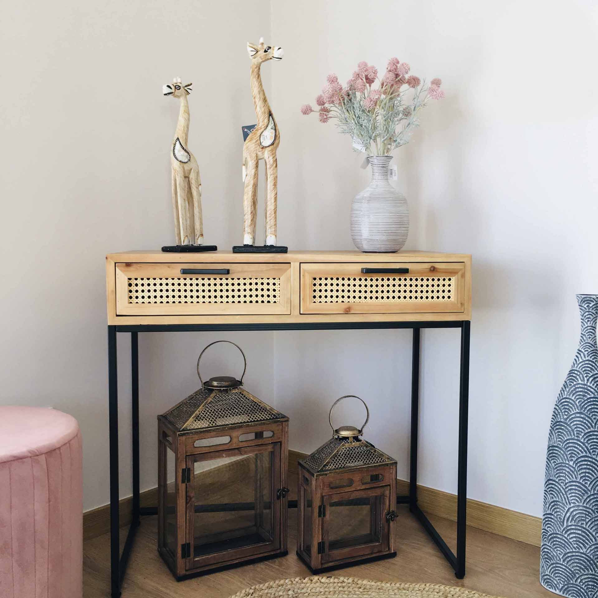 Consola de Entrada | 2 Gavetas | Madeira & Metal | 100X30X78CM