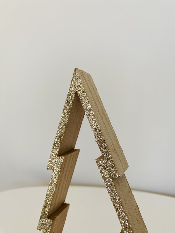 Árvore de Natal Decorativa em Madeira – Dourada - C10xL5.5xA24CM