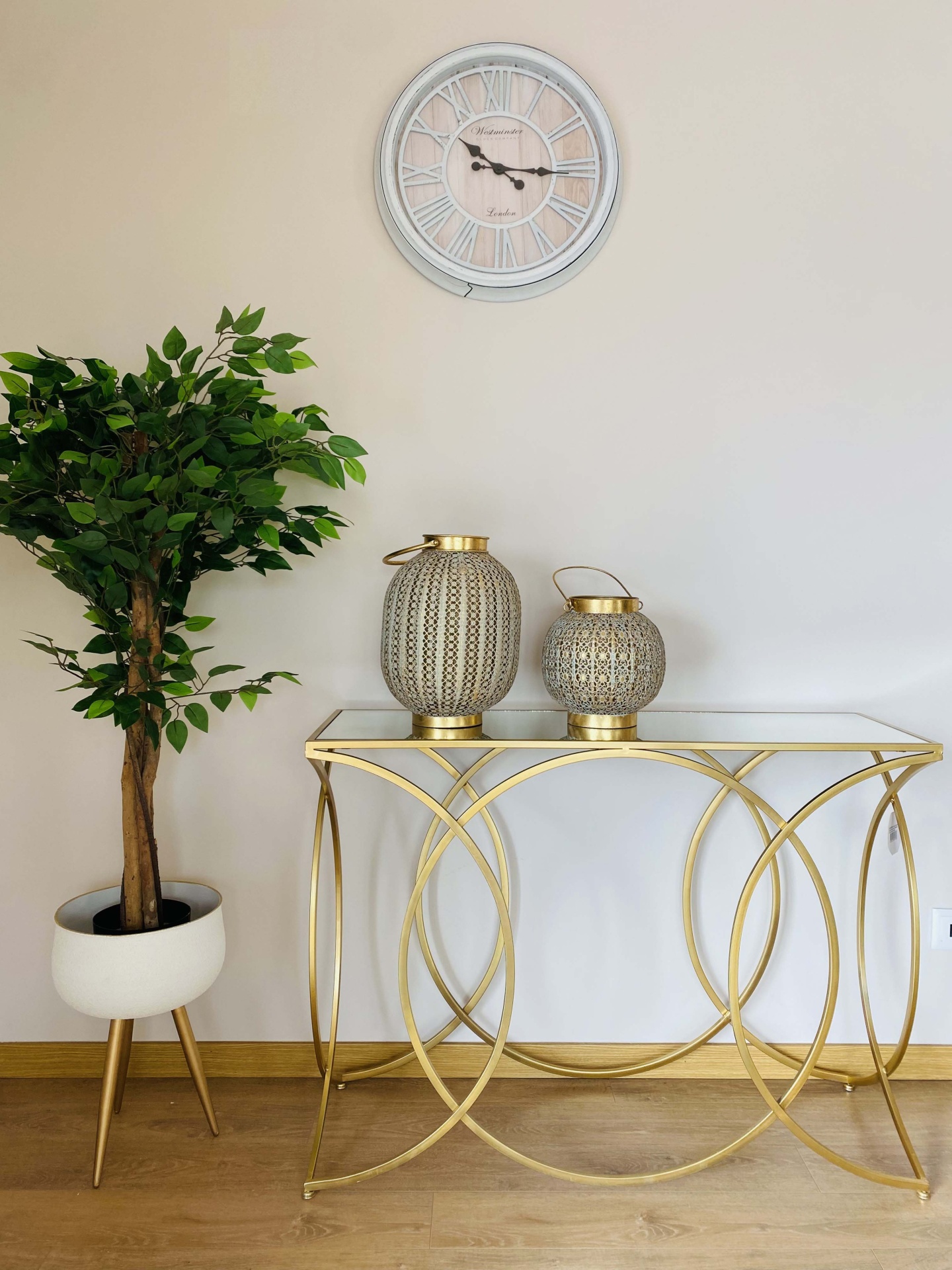 Lanterna Decorativa - Metal - Dourado e Azul