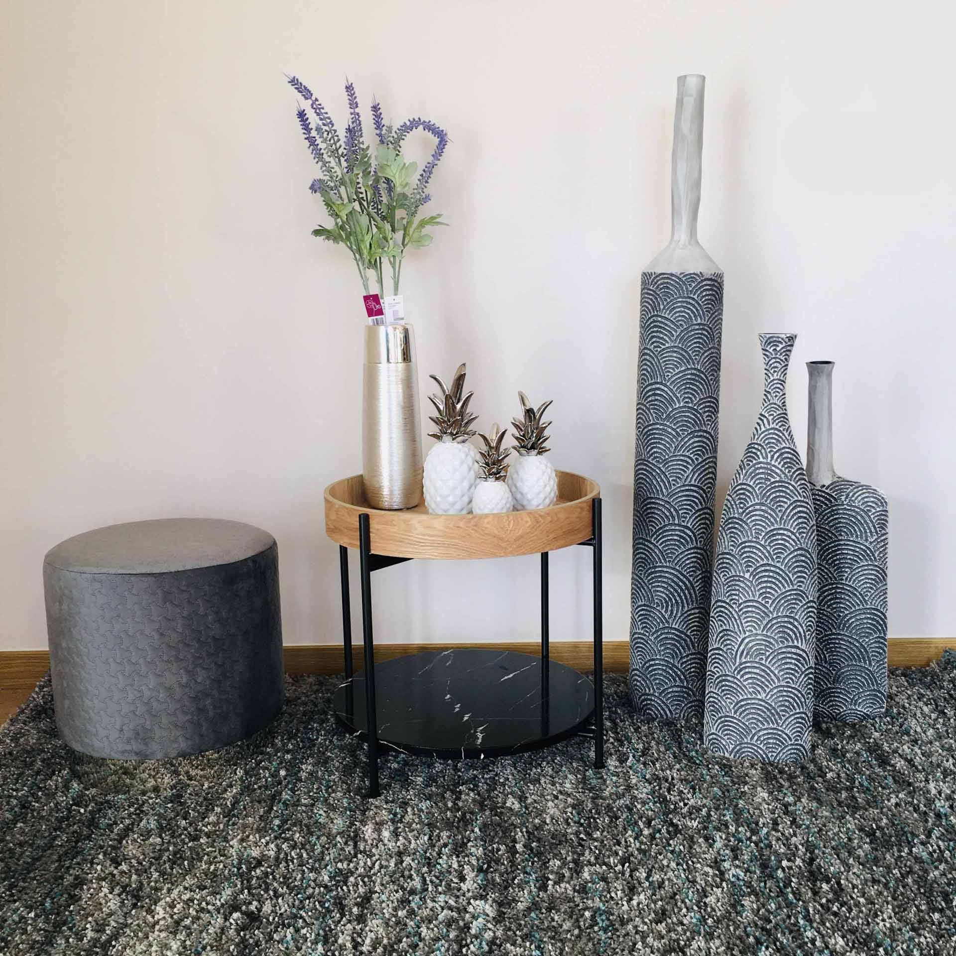 Jarrão Curves | Cinza & Branco | 105x14x14 CM